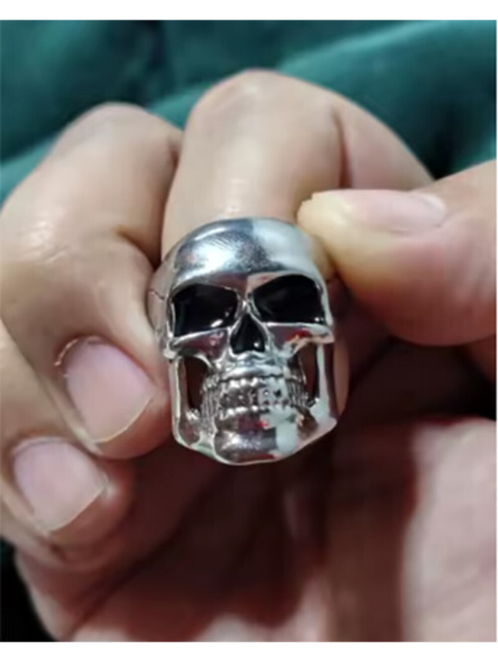 Stainless Steel Men Punk Gothic Heavy Skull Head Biker Ring Band Size 11